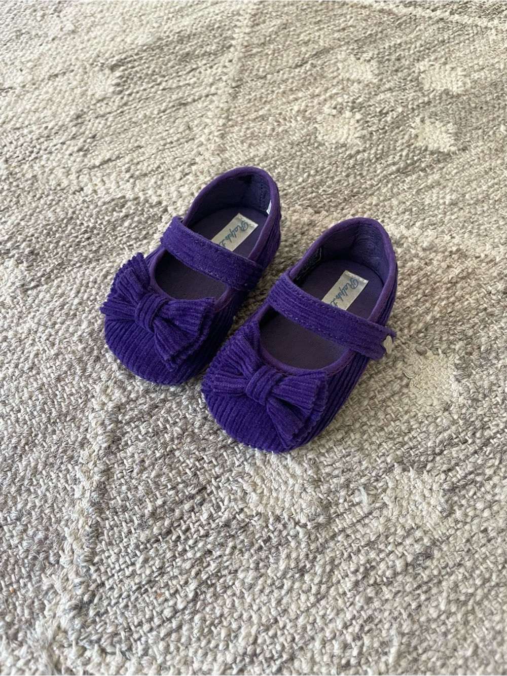 Ralph Lauren Purple Corduroy Mary Jane Baby Shoes with Bow